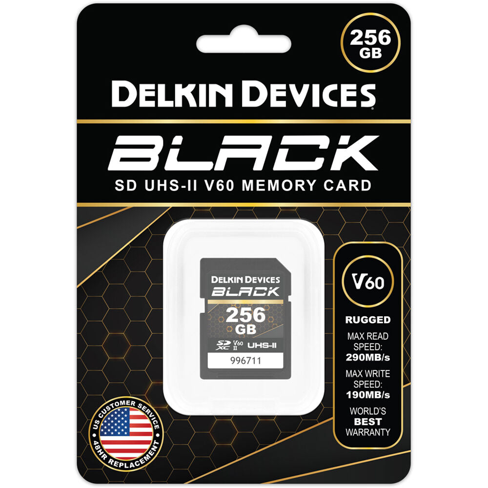 Tarjeta Delkin Devices 256GB BLACK UHS-II SDXC - vista lateral