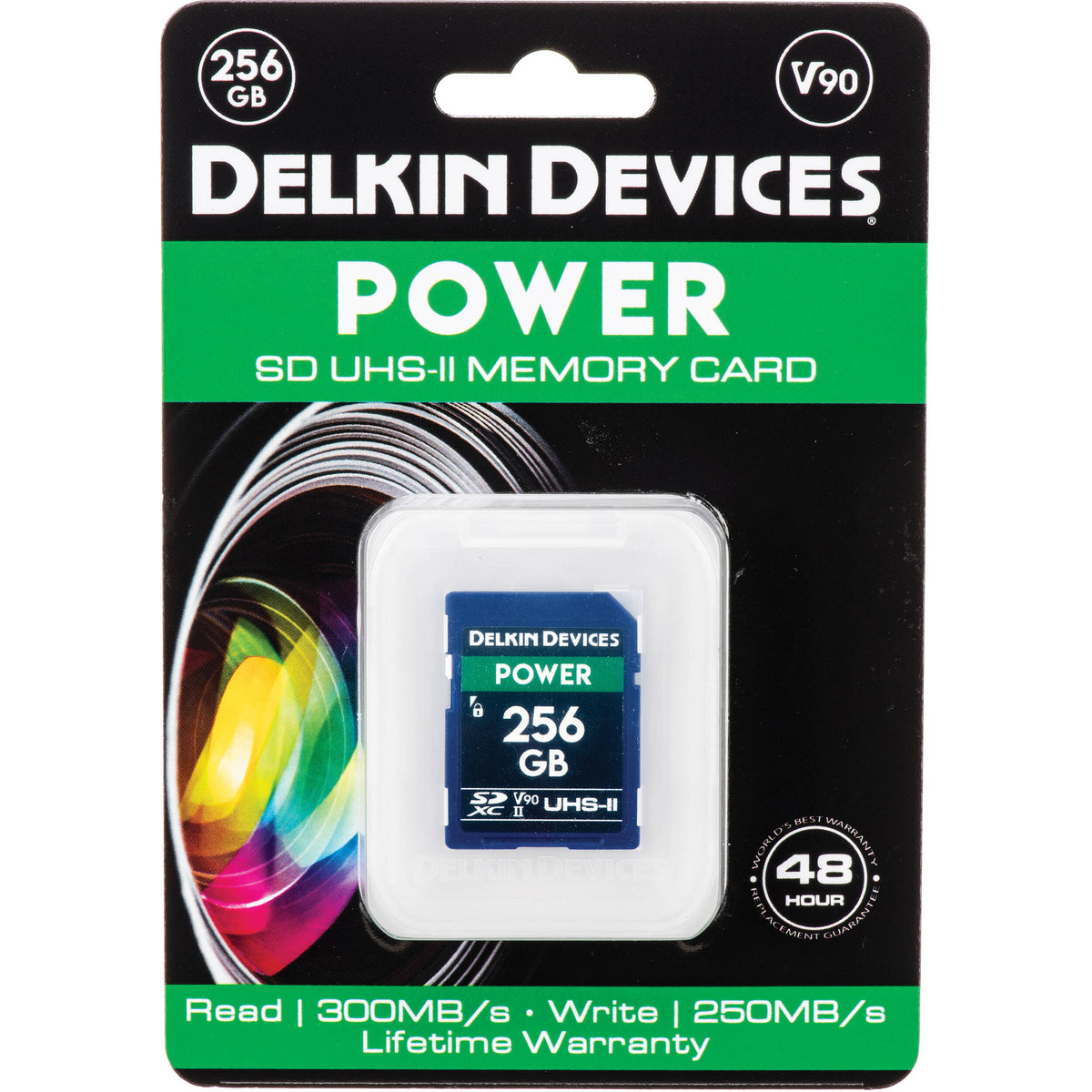 Tarjeta Delkin Devices 256GB POWER UHS-II SDXC - vista frontal