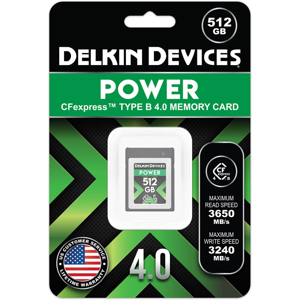 Tarjeta Delkin Devices 512GB POWER 4.0 CFexpress Type B - vista frontal