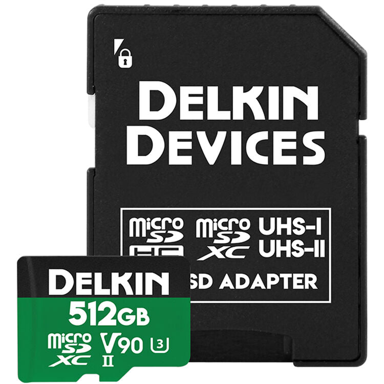 Tarjeta Delkin Devices 512GB POWER UHS-II microSDXC con SD Adapter - vista trasera