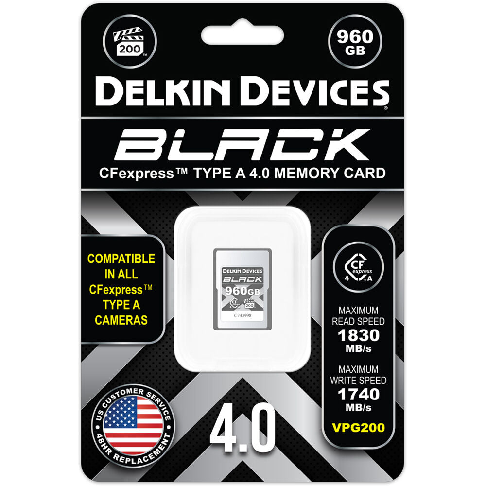 Tarjeta Delkin Devices 960GB BLACK CFexpress Type A 4.0 - vista frontal