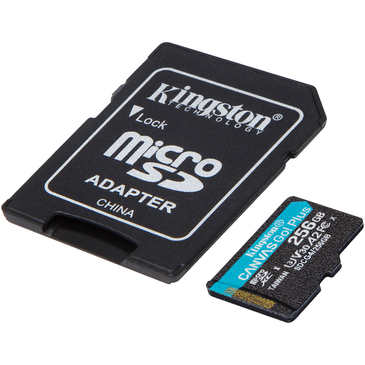 Tarjeta Kingston 256GB Canvas Go! Plus UHS-I microSDXC con SD Adapter - vista frontal