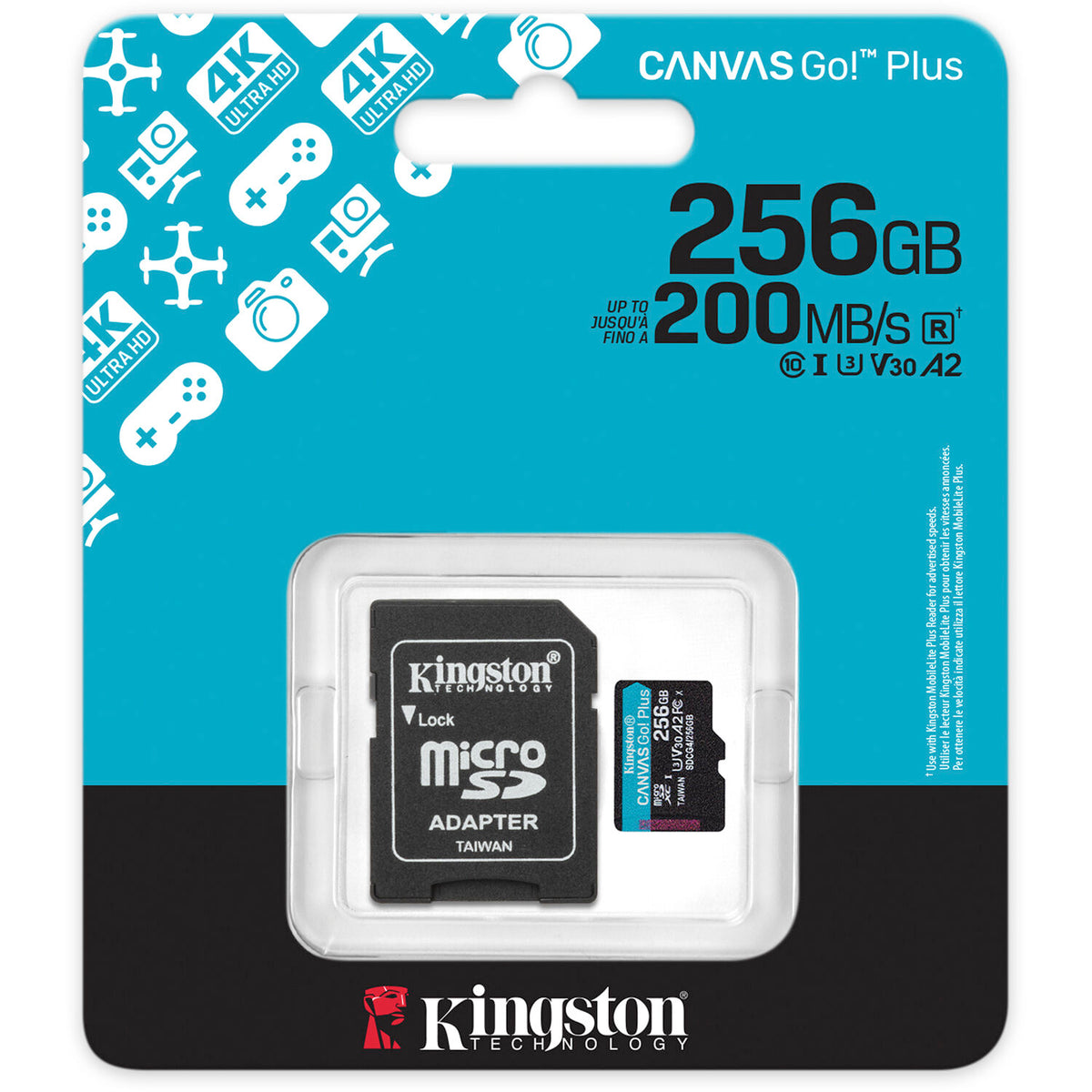 Tarjeta Kingston 256GB Canvas Go! Plus UHS-I microSDXC con SD Adapter - vista trasera