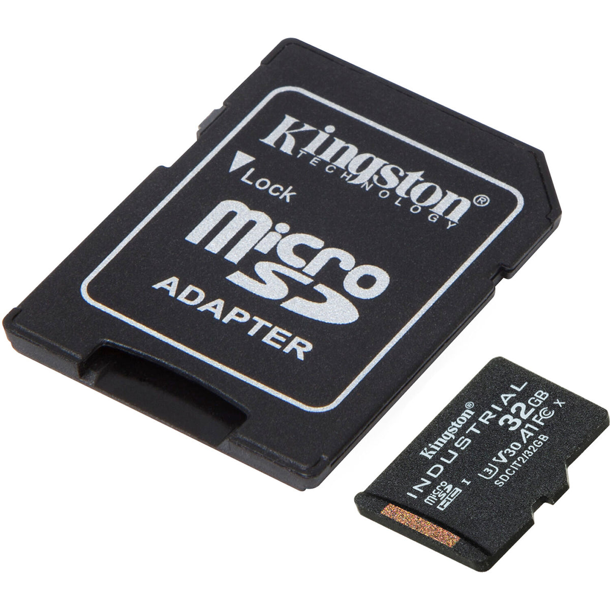 Tarjeta Kingston 32GB Industrial UHS-I microSDHC con SD Adapter - vista frontal