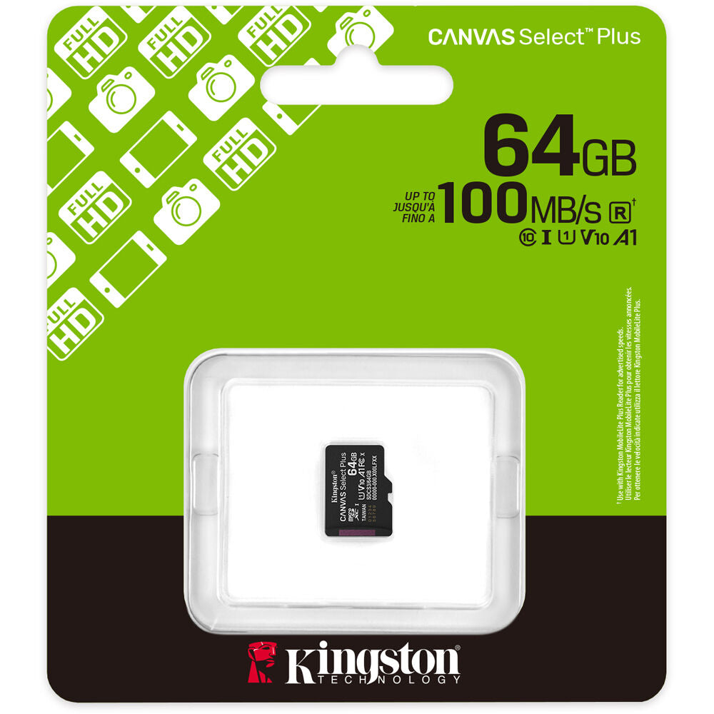 Tarjeta Kingston 64GB Canvas Select Plus UHS-I microSDXC - vista trasera