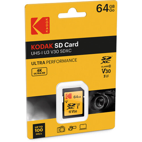 Tarjeta Kodak 64GB Ultra Performance UHS-I SDXC - vista frontal