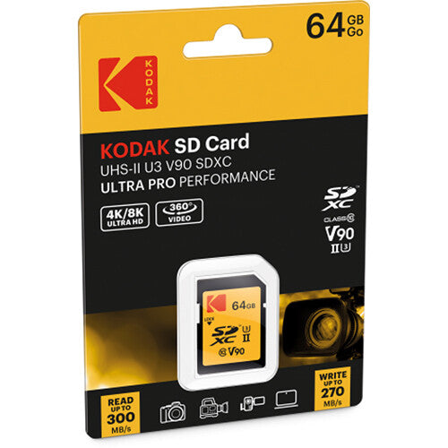 Tarjeta Kodak 64GB Ultra Pro Performance UHS-II SDXC - vista frontal