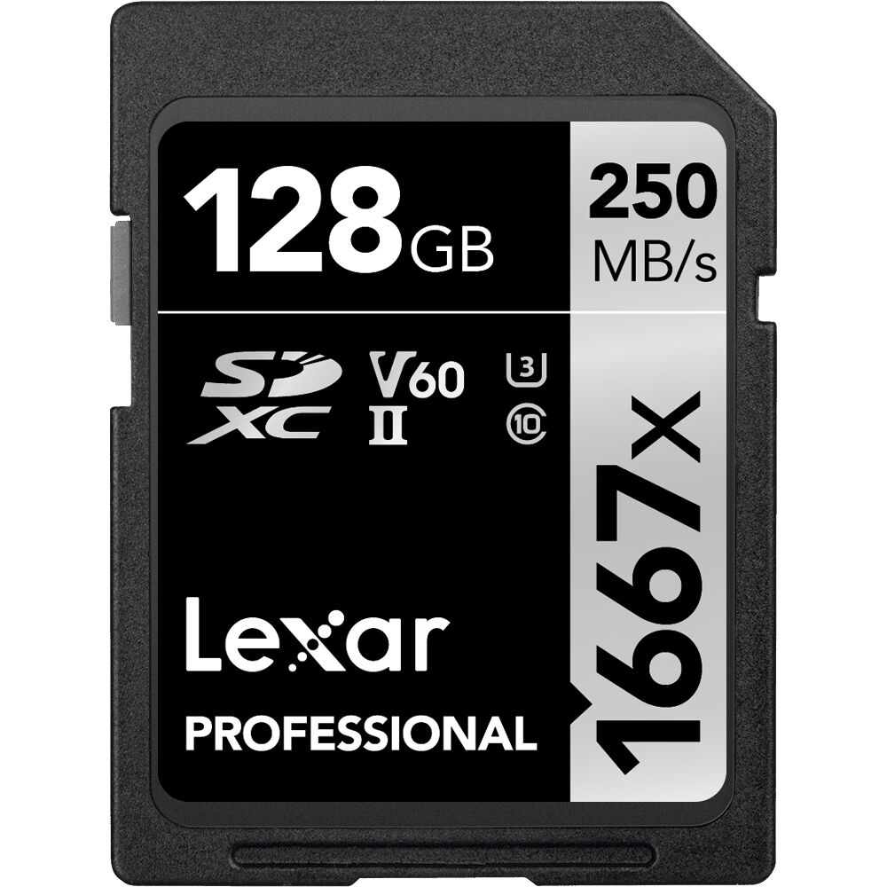 Tarjeta Lexar 128GB Professional 1667x UHS-II SDXC (2-Pack) - vista frontal