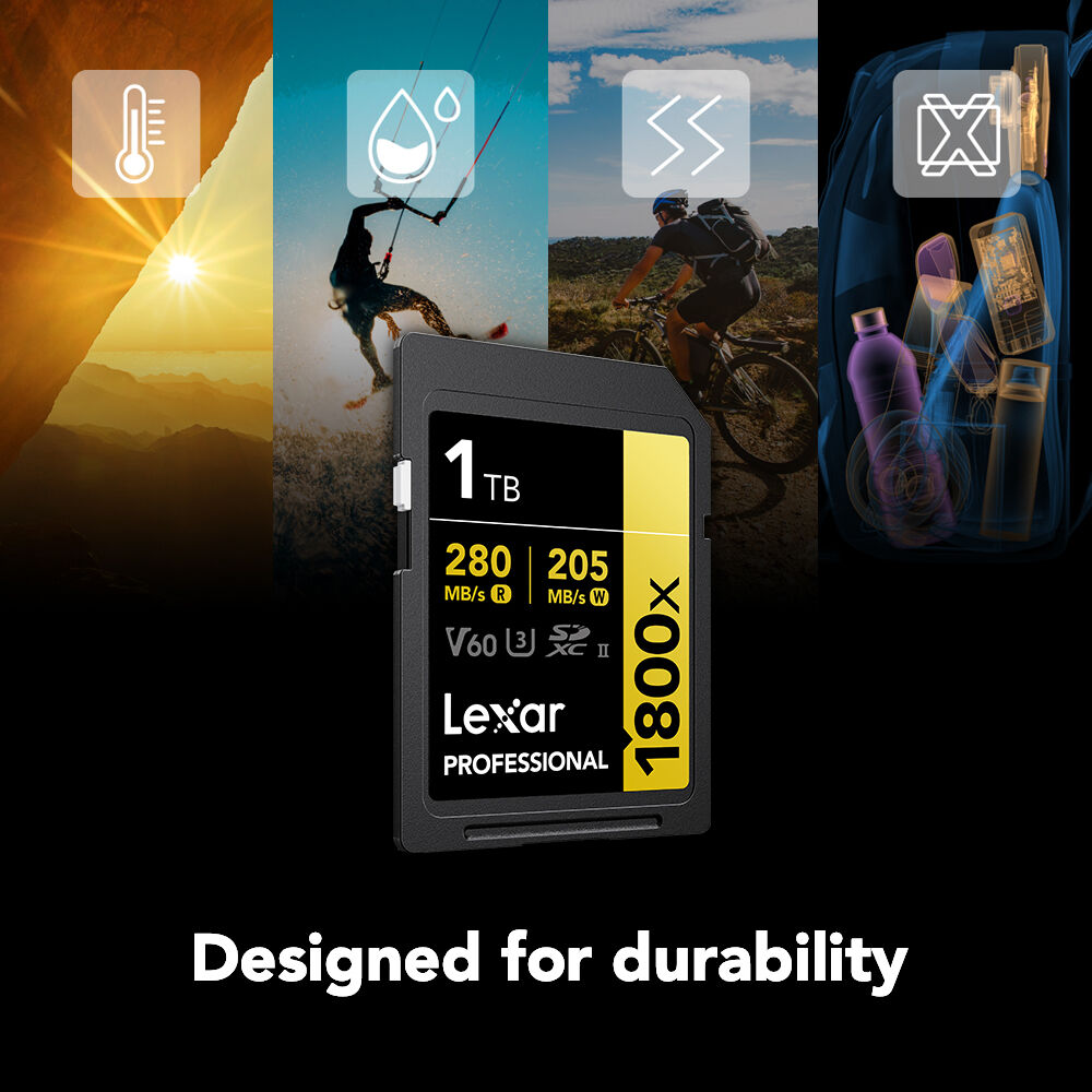 Tarjeta Lexar 1TB Professional 1800x UHS-II SDXC (GOLD Serie) - vista lateral