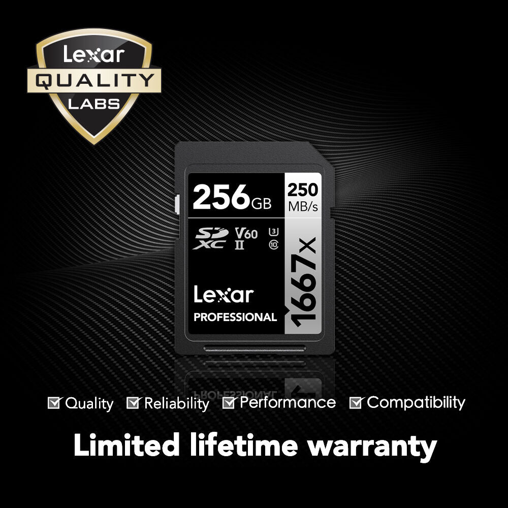 Tarjeta Lexar 256GB Professional 1667x UHS-II SDXC - contenido de la caja