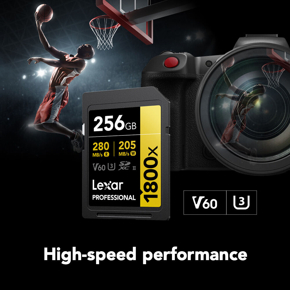 Tarjeta Lexar 256GB Professional 1800x UHS-II SDXC (GOLD Serie) - vista frontal