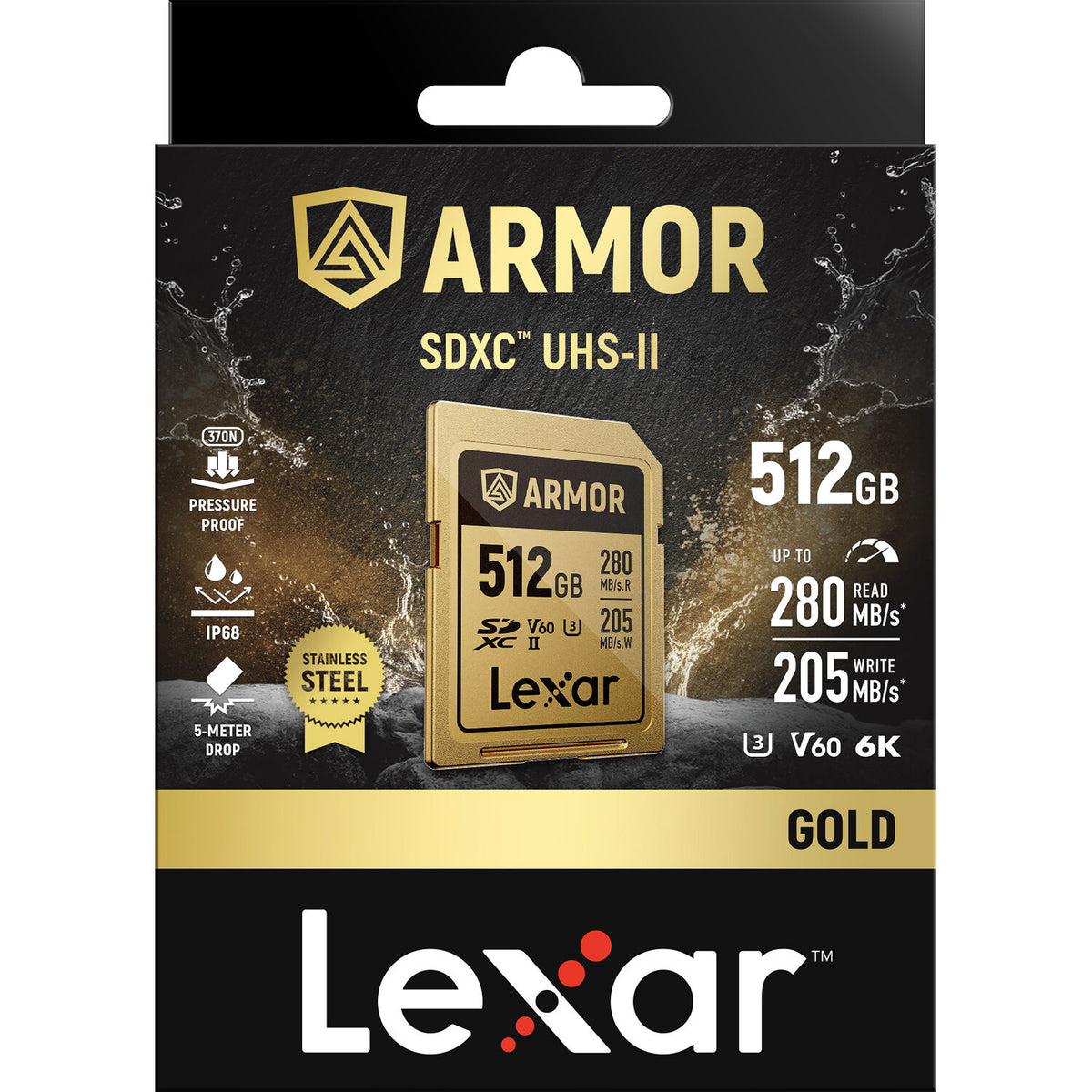 Tarjeta Lexar 512GB ARMOR GOLD UHS-II SDXC - vista frontal