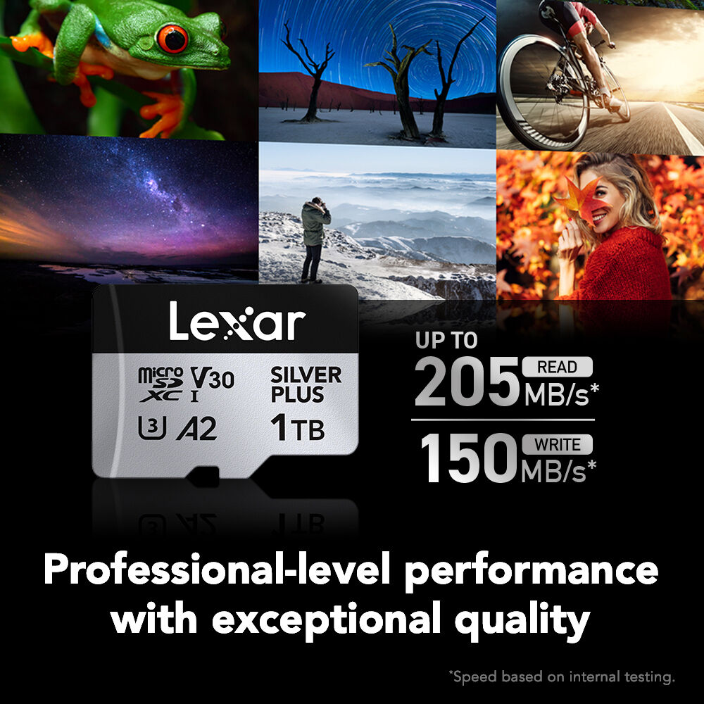Tarjeta Lexar 512GB Professional SILVER PLUS UHS-I microSDXC con SD Adapter - vista frontal
