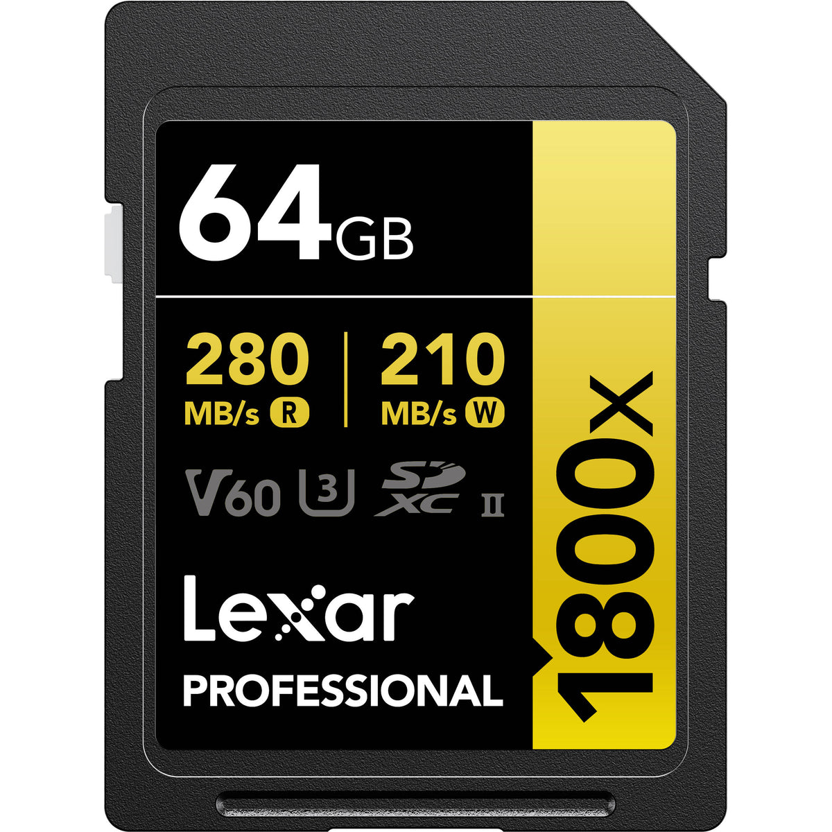 Tarjeta Lexar 64GB Professional 1800x UHS-II SDXC (GOLD Serie, 2-Pack) - vista principal