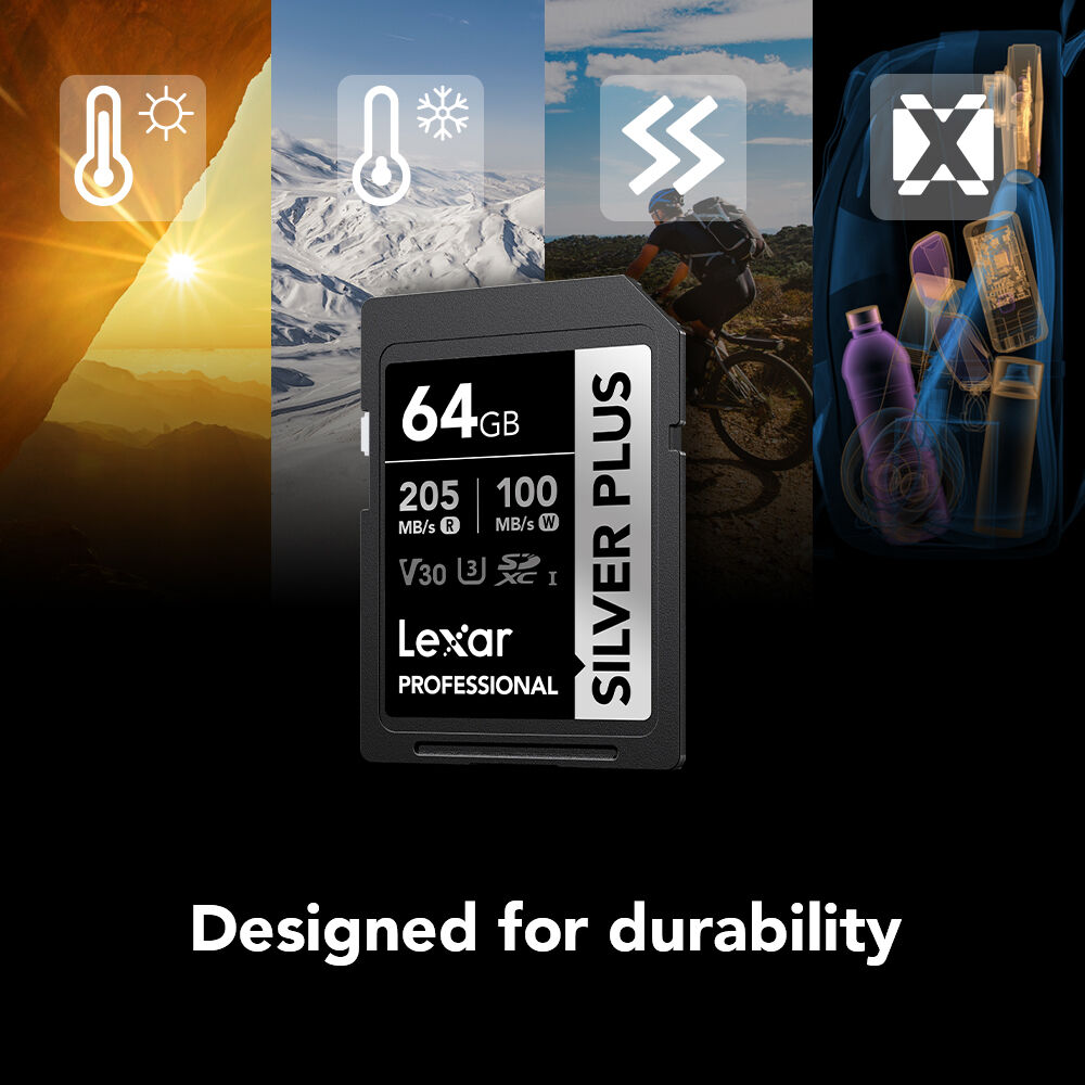 Tarjeta Lexar 64GB Professional SILVER PLUS UHS-I SDXC - puertos y conexiones