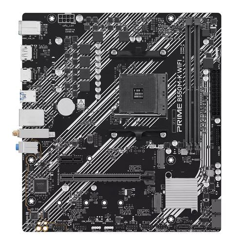 Tarjeta Madre ASUS PRIME B550M-K WIFI AMD B550 Socket AM4 DDR4 Micro-ATX con Wi-Fi — vista frontal