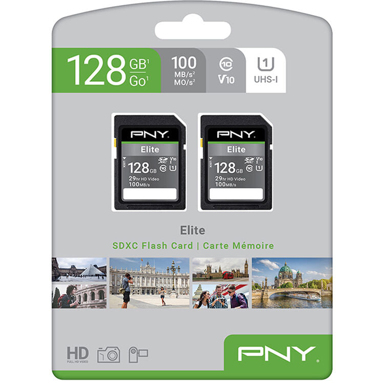 Tarjeta PNY 128GB Elite UHS-I SDXC (2-Pack) - vista trasera