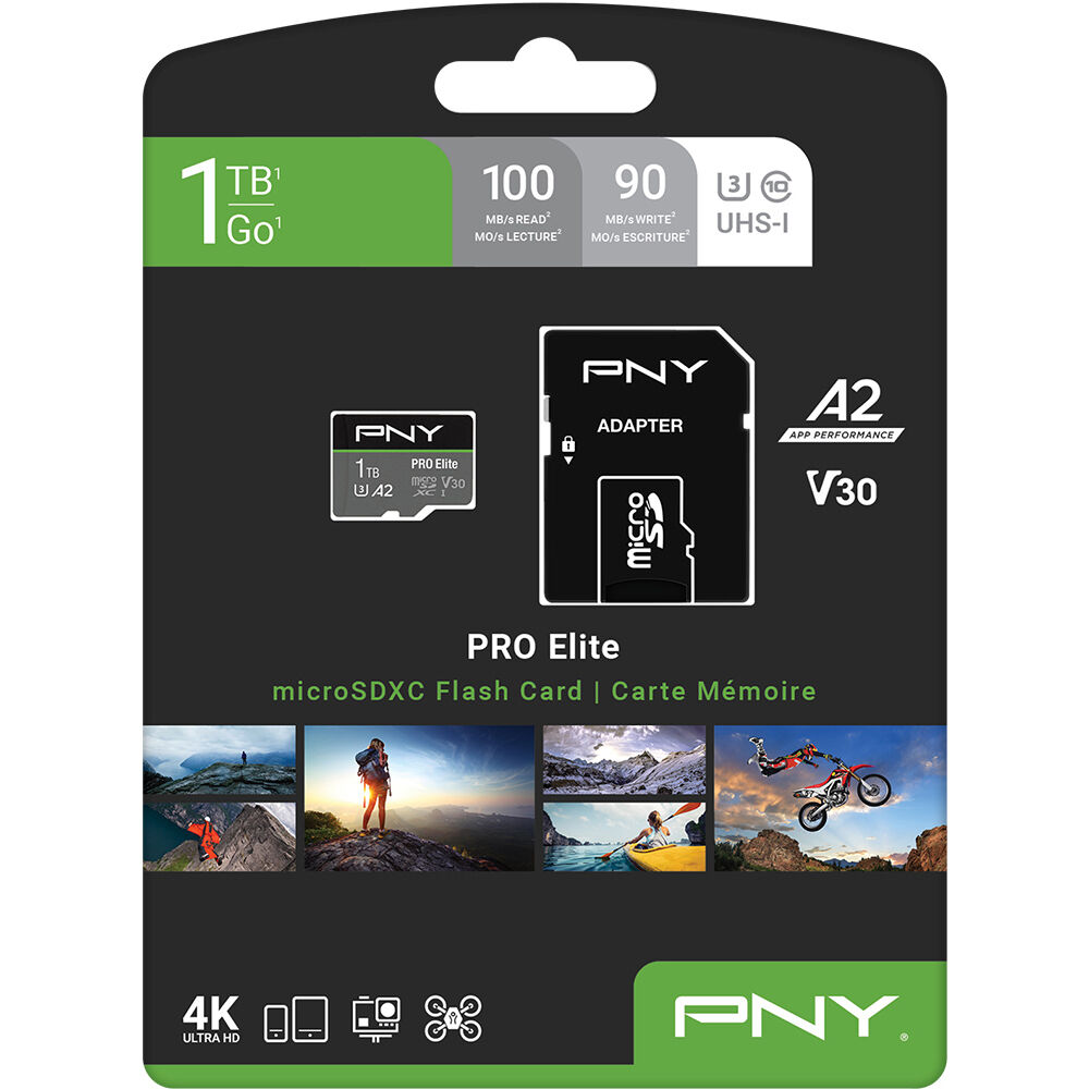 Tarjeta PNY 1TB PRO Elite UHS-I microSDXC con SD Adapter - contenido de la caja