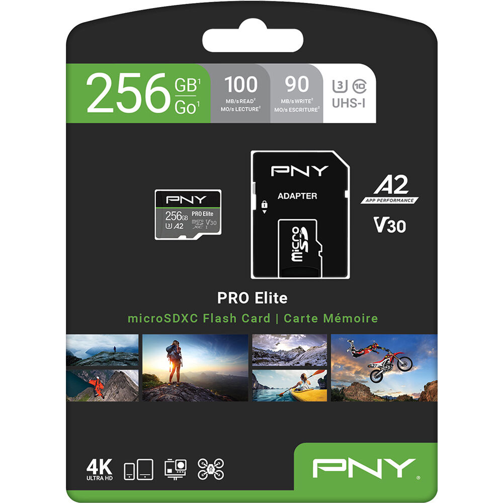 Tarjeta PNY 256GB PRO Elite UHS-I microSDXC con SD Adapter - contenido de la caja