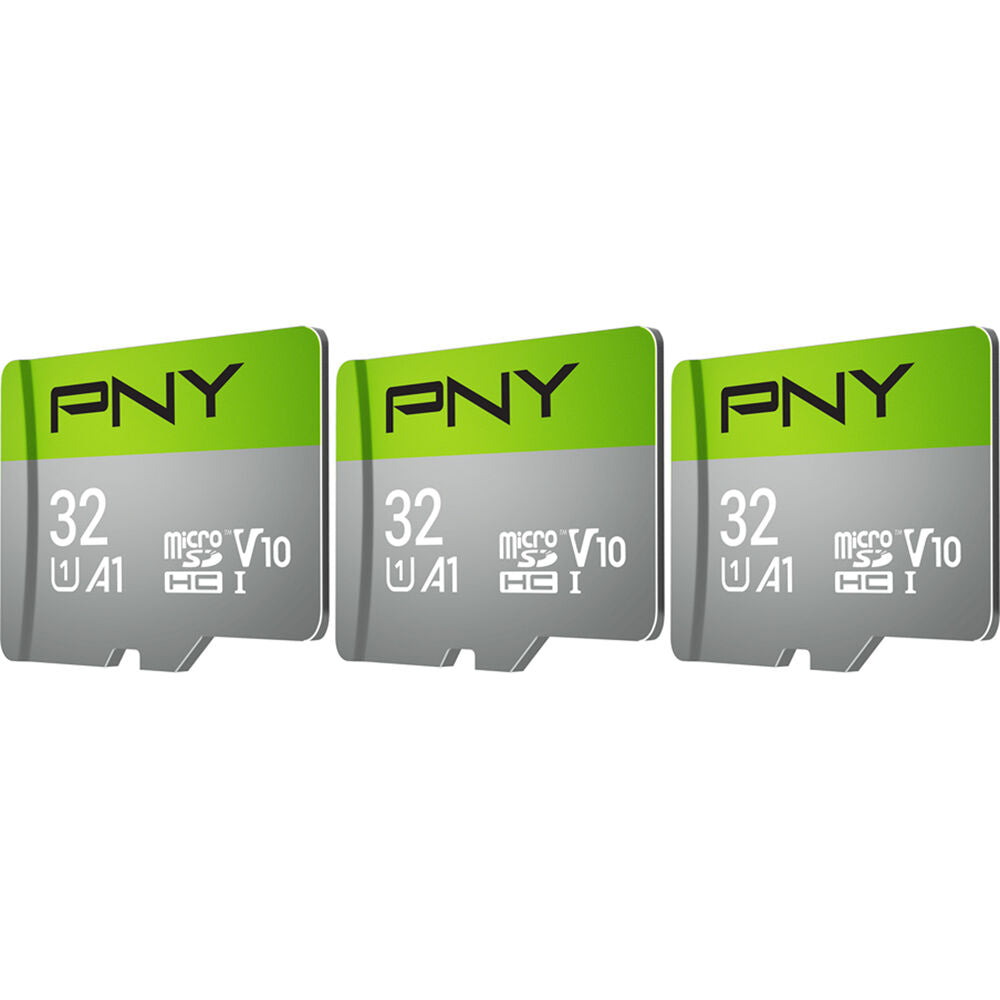 Tarjeta PNY 32GB UHS-I microSDHC con SD Adapter (3-Pack) - vista frontal