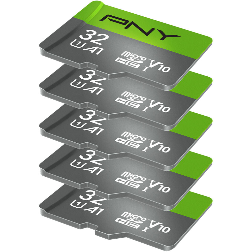 Tarjeta PNY 32GB UHS-I microSDHC con SD Adapter (5-Pack) - vista frontal