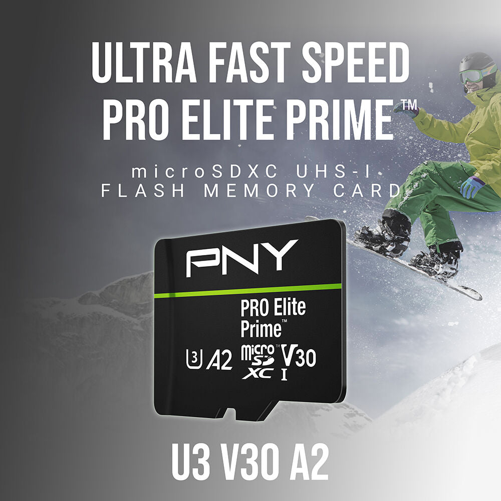 Tarjeta PNY 512GB PRO Elite Prime microSDXC con SD Adapter - vista lateral