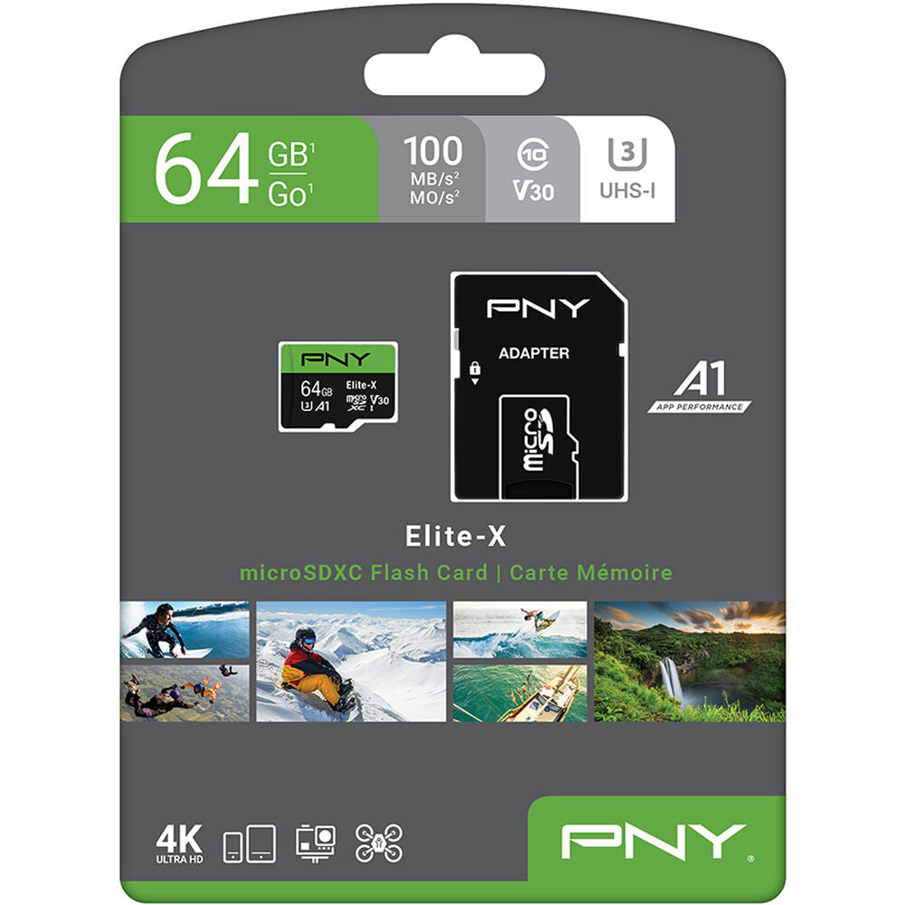 Tarjeta PNY 64GB Elite-X UHS-I microSDXC - contenido de la caja