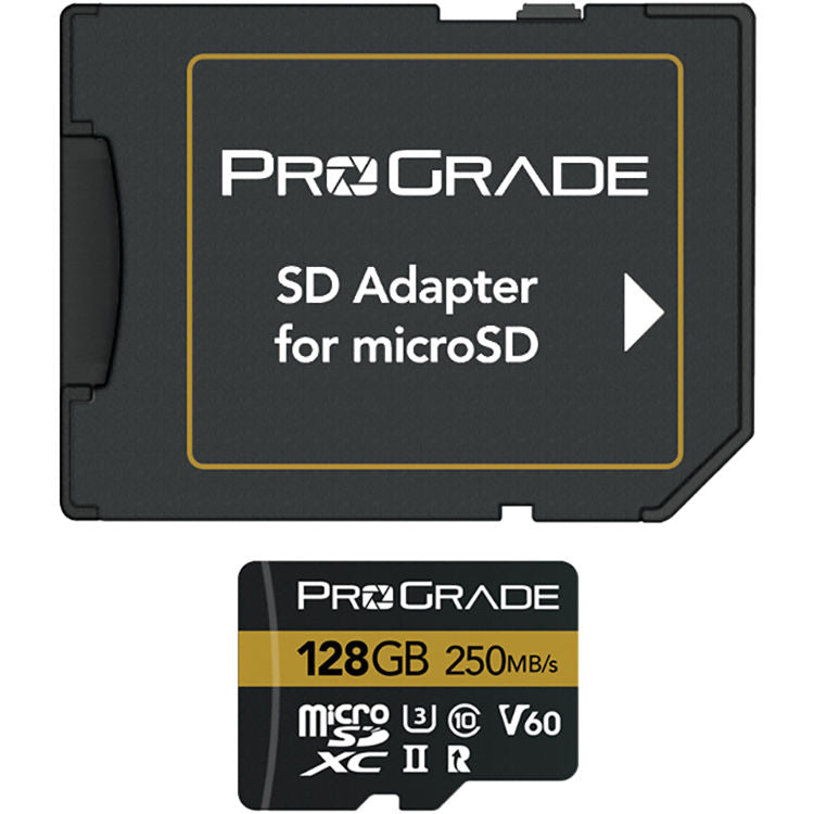 Tarjeta ProGrade Digital 128GB UHS-II microSDXC con SD Adapter (2-Pack) - vista frontal