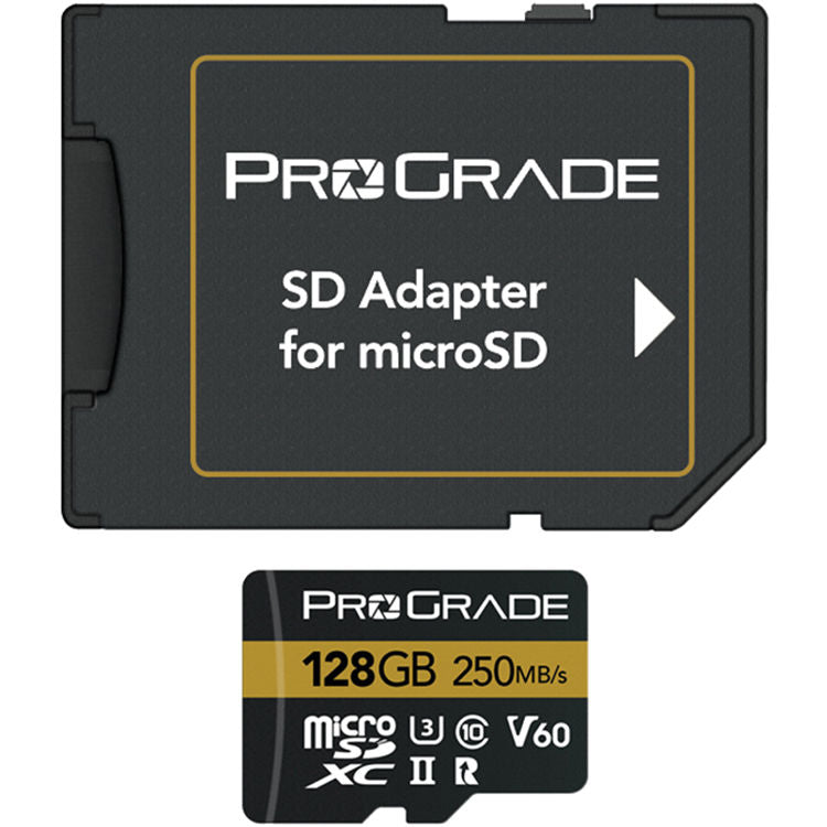 Tarjeta ProGrade Digital 128GB UHS-II microSDXC con SD Adapter - vista frontal