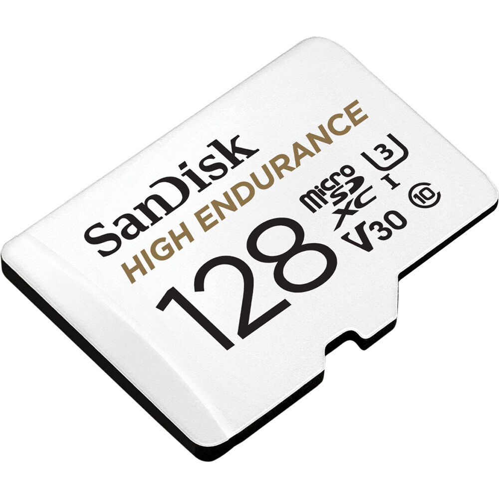 Tarjeta SanDisk 128GB High Endurance UHS-I microSD con SD Adapter - vista lateral