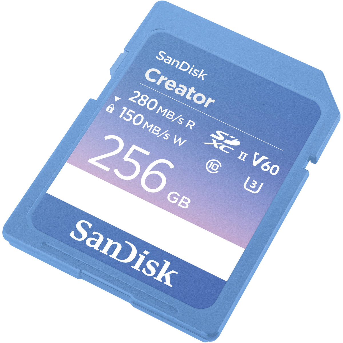 Tarjeta SanDisk 256GB Creator Serie UHS-II SDXC - vista frontal