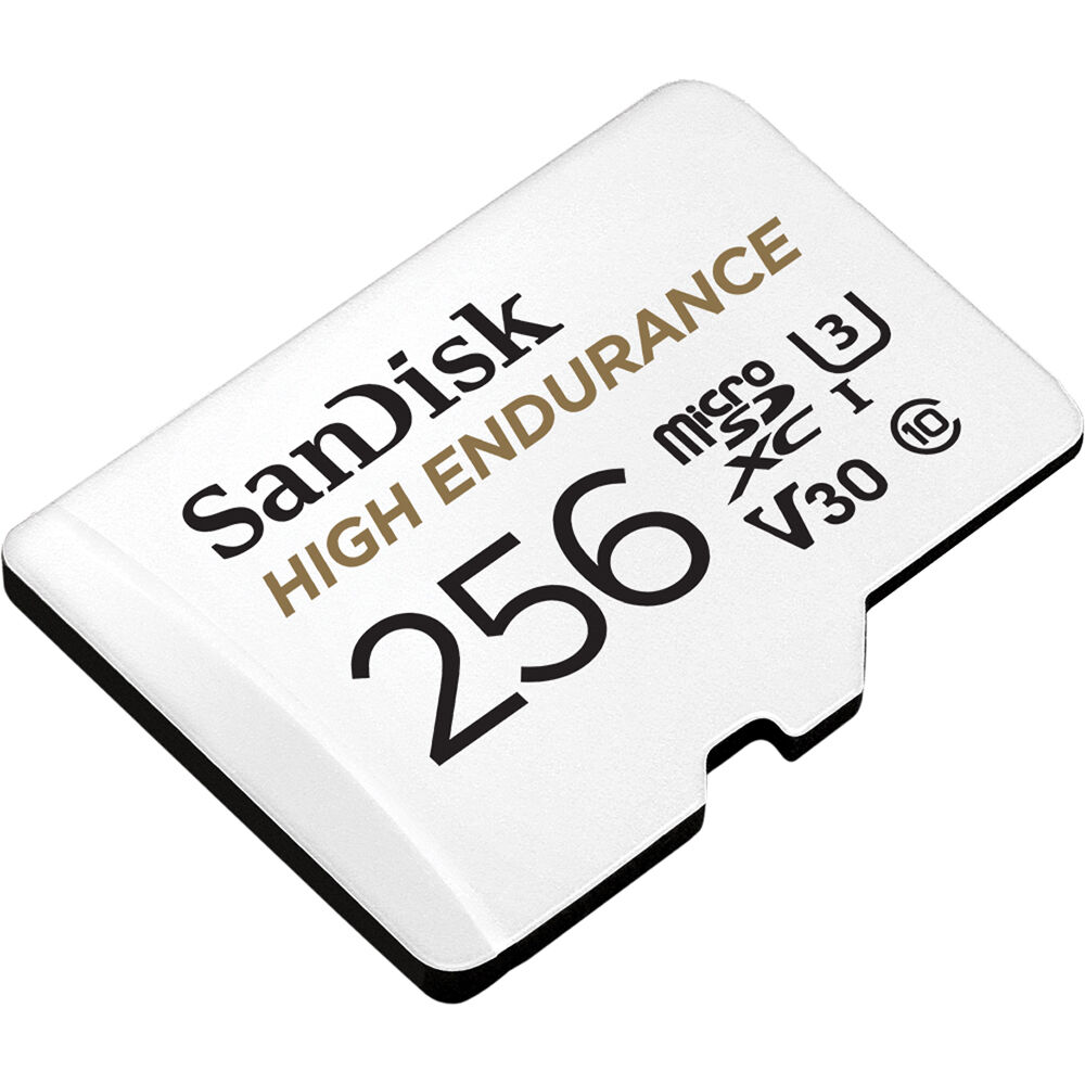 Tarjeta SanDisk 256GB High Endurance UHS-I microSD con SD Adapter - vista lateral