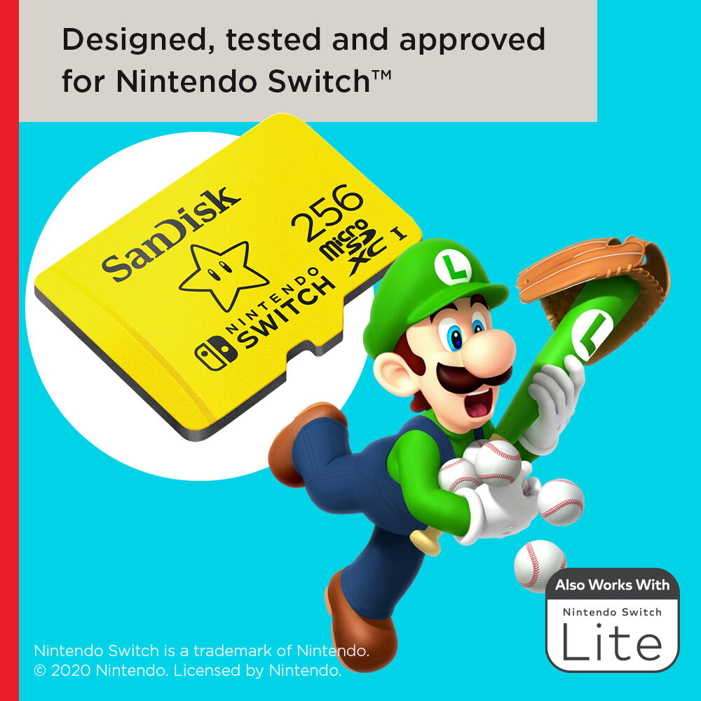 Tarjeta SanDisk 256GB UHS-I microSDXC para the Nintendo Switch - vista frontal
