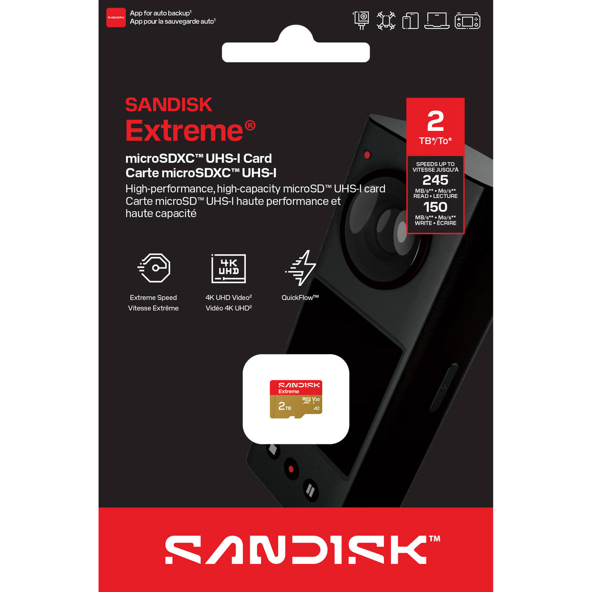 Tarjeta SanDisk 2TB Extreme UHS-I microSDXC (245 MB/s) - vista trasera