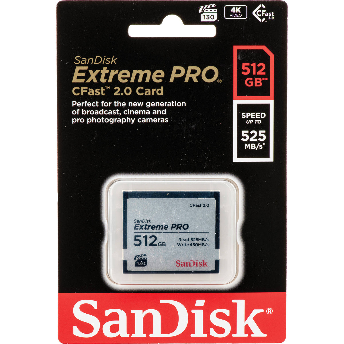 Tarjeta SanDisk 512GB Extreme PRO CFast 2.0 - vista frontal
