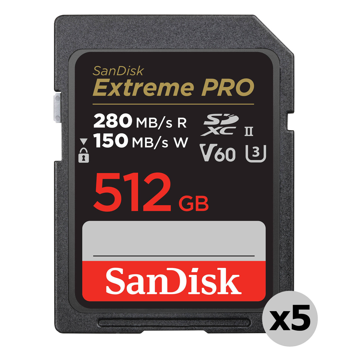 Tarjeta SanDisk 512GB Extreme PRO UHS-II SDXC (5-Pack) - vista principal
