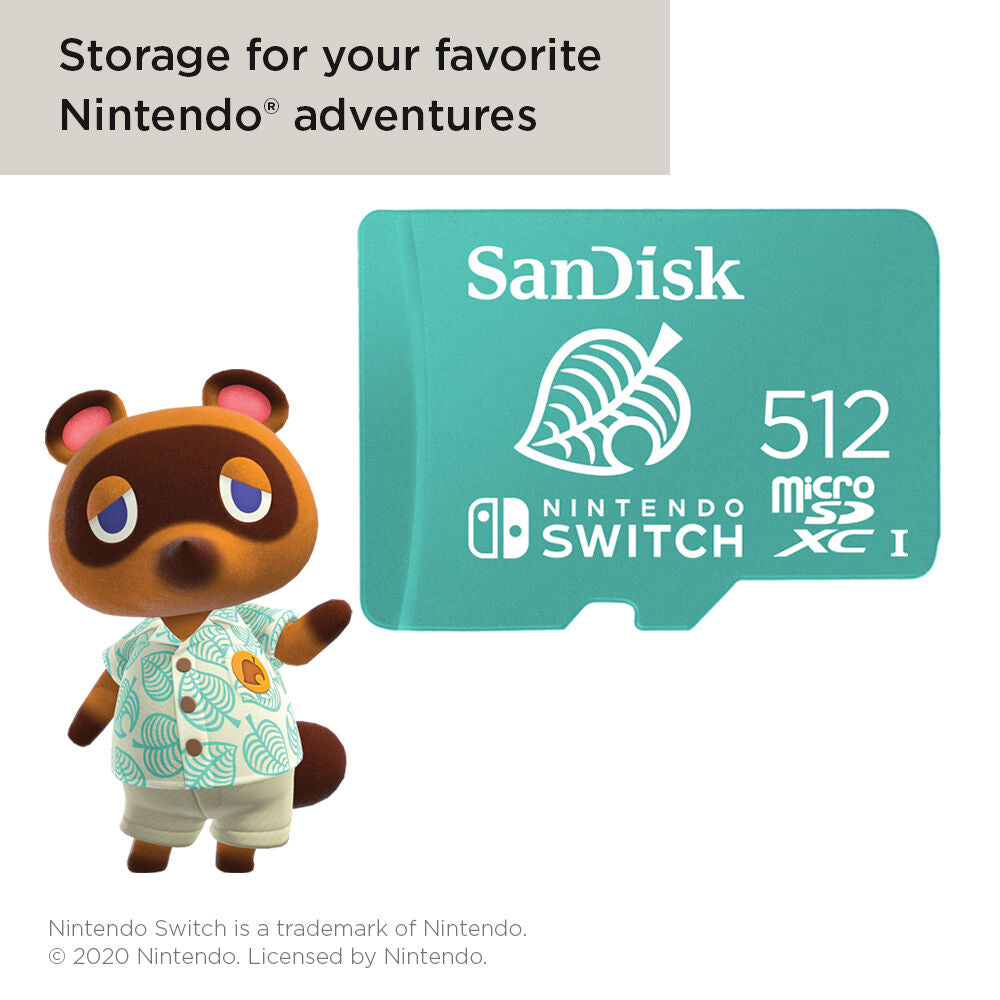Tarjeta SanDisk 512GB UHS-I microSDXC para the Nintendo Switch - detalle