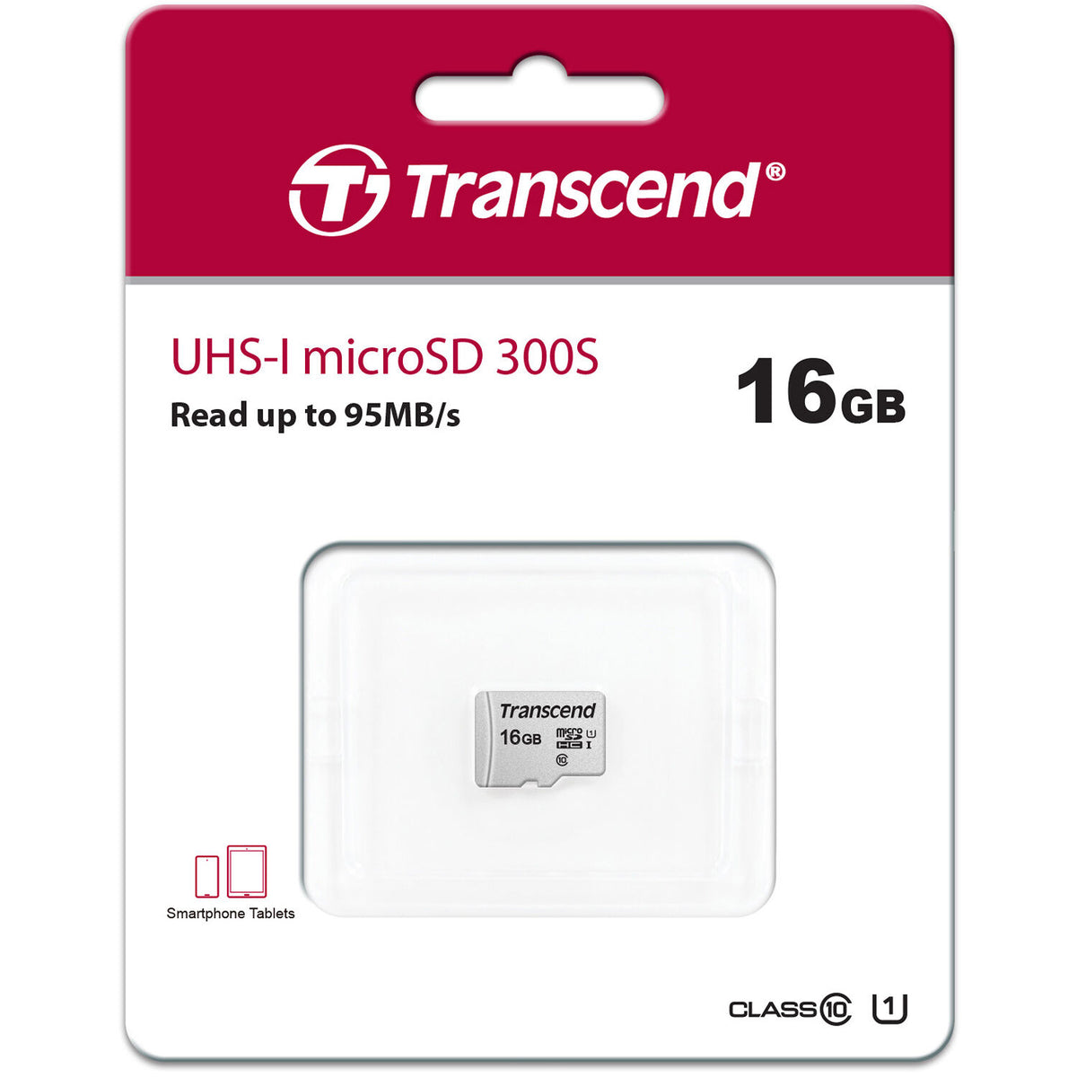 Tarjeta Transcend 16GB 300S UHS-I microSDHC - vista frontal