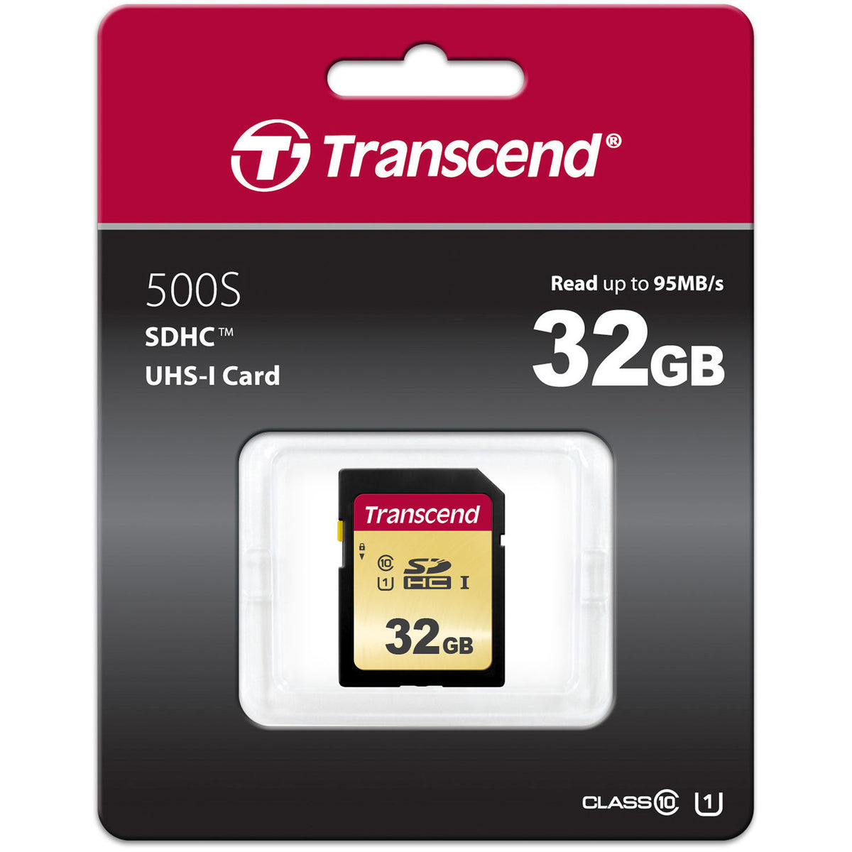 Tarjeta Transcend 32GB 500S UHS-I SDHC - vista frontal