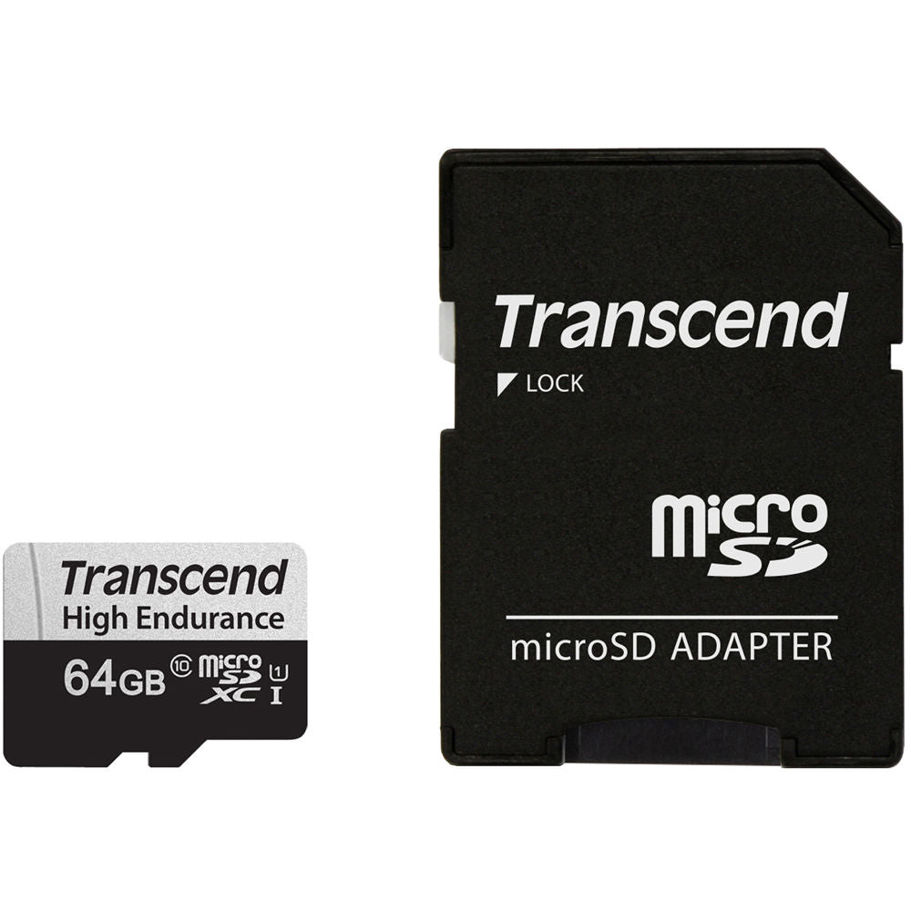 Tarjeta Transcend 64GB High Endurance 350V UHS-I microSDXC con SD Adapter - vista principal