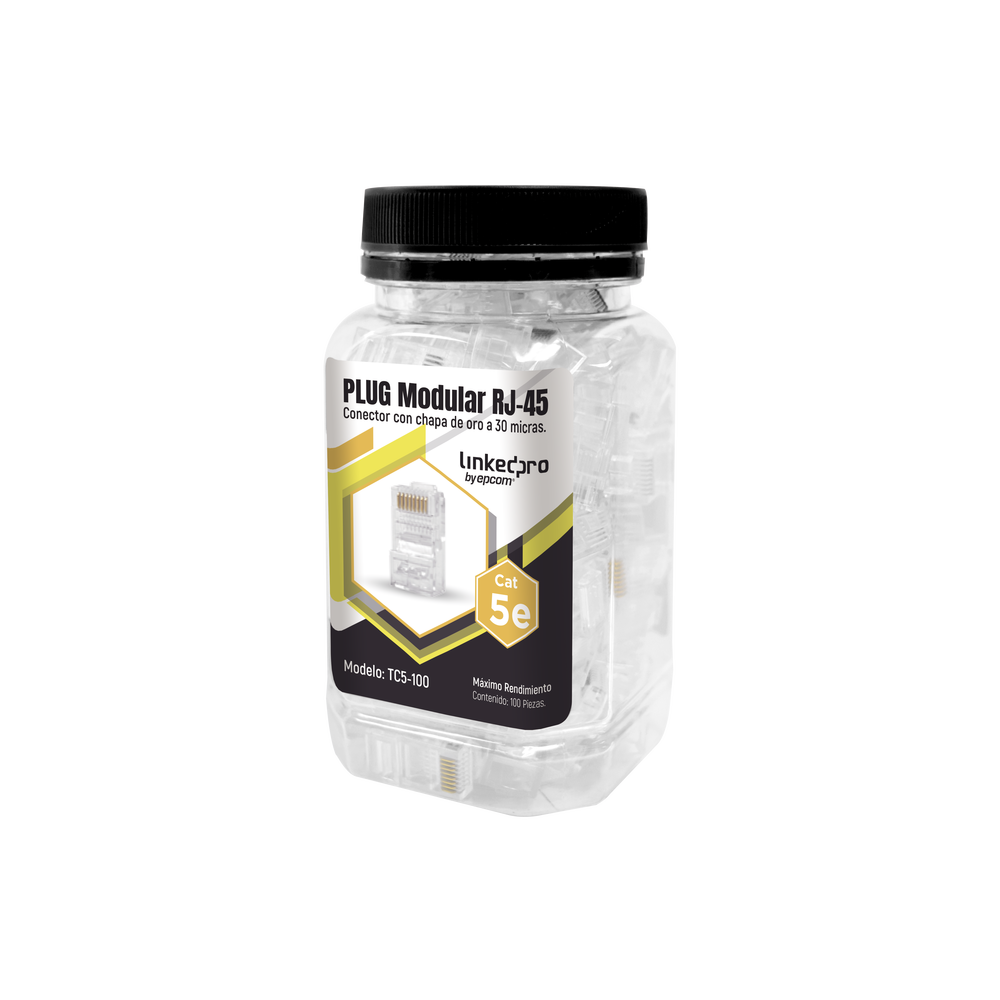 Bote con 100 Piezas de Plug Modular LinkedPro TC5-100