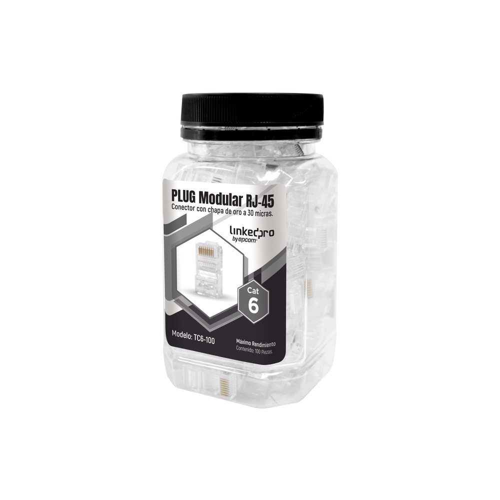 Bote con 100 Piezas de Plug Modular LinkedPro TC6-100