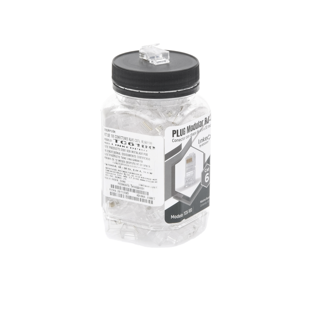 Bote con 100 Piezas de Plug Modular LinkedPro TC6-100