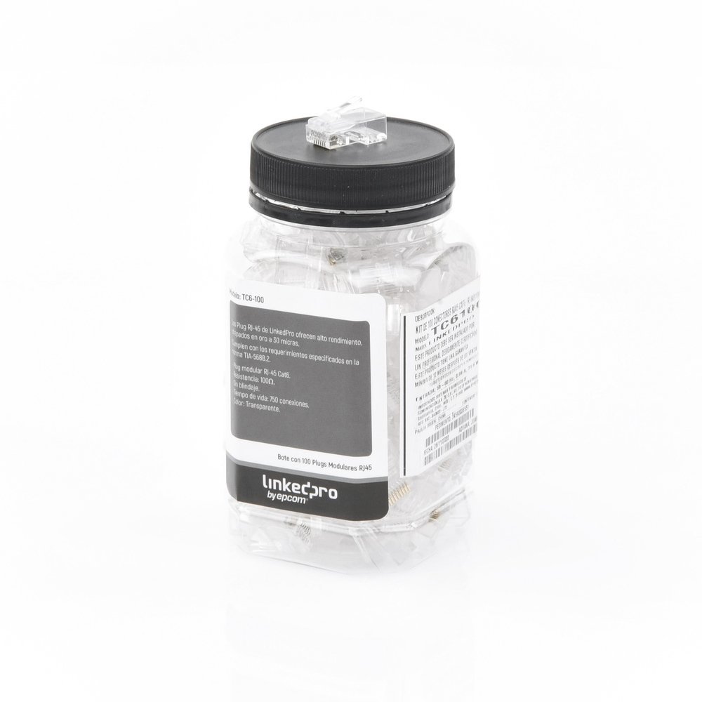 Bote con 100 Piezas de Plug Modular LinkedPro TC6-100