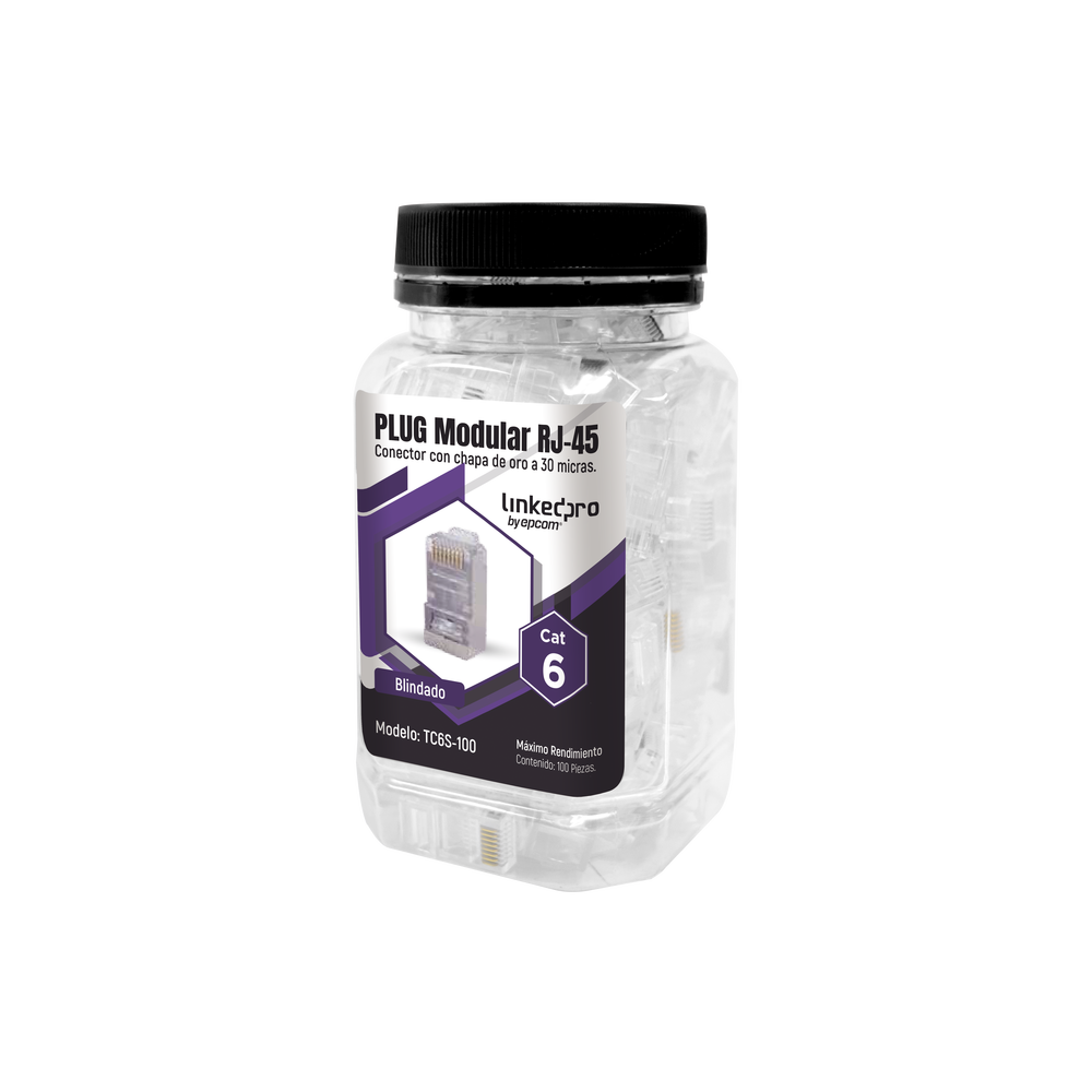 Bote con 100 Piezas de Plug Modular LinkedPro TC6S-100