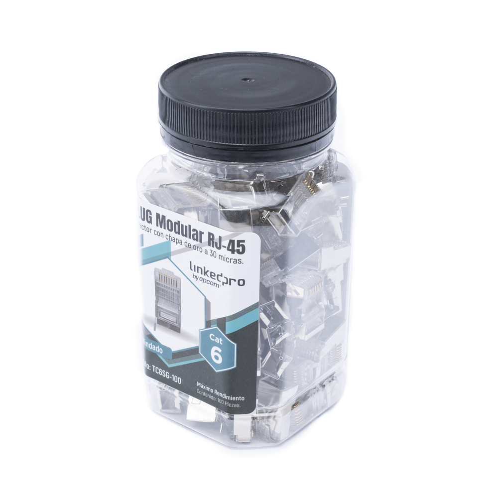 Bote con 100 Piezas de Plug Modular LinkedPro TC6SG-100