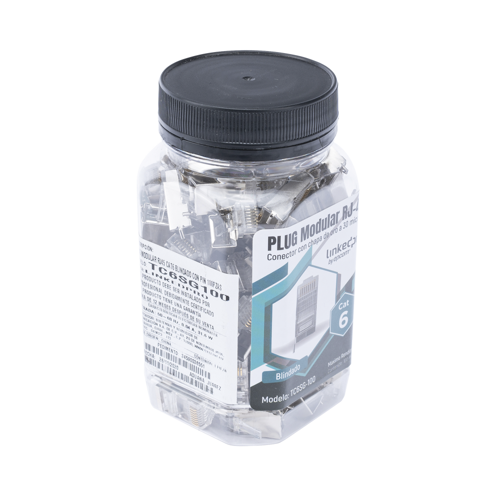 Bote con 100 Piezas de Plug Modular LinkedPro TC6SG-100