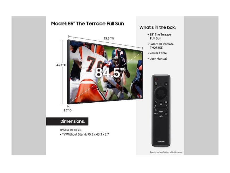 Televisores Samsung QN85LST9CAF The Terrace LS Series 84.5" 4K - vista 5