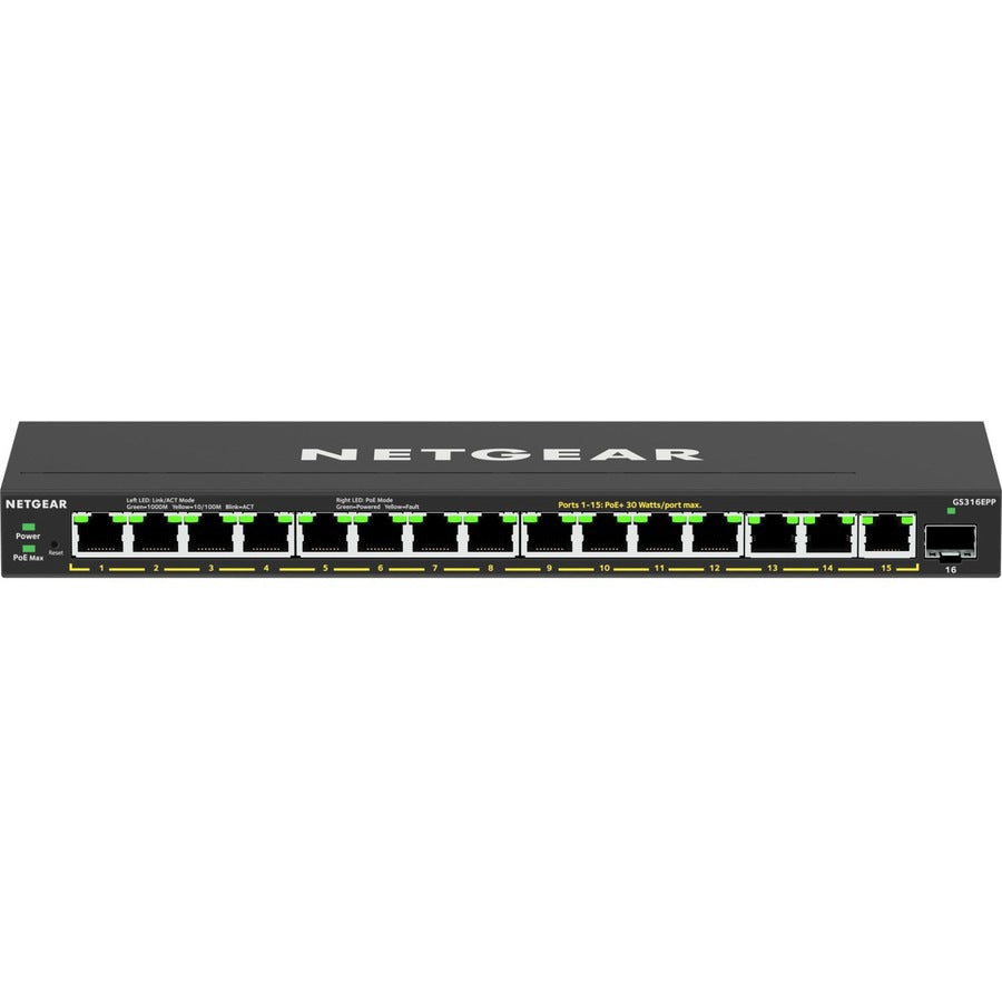 Transceptor de Red Netgear 16-Port High-Power PoE+ Gigabit Ethernet Plus Switch (231W) - vista 7