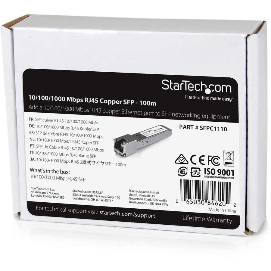 Transceptor de Red StarTech.com StarTech Cisco SFP-GE-T Compatible SFP Module - vista 6